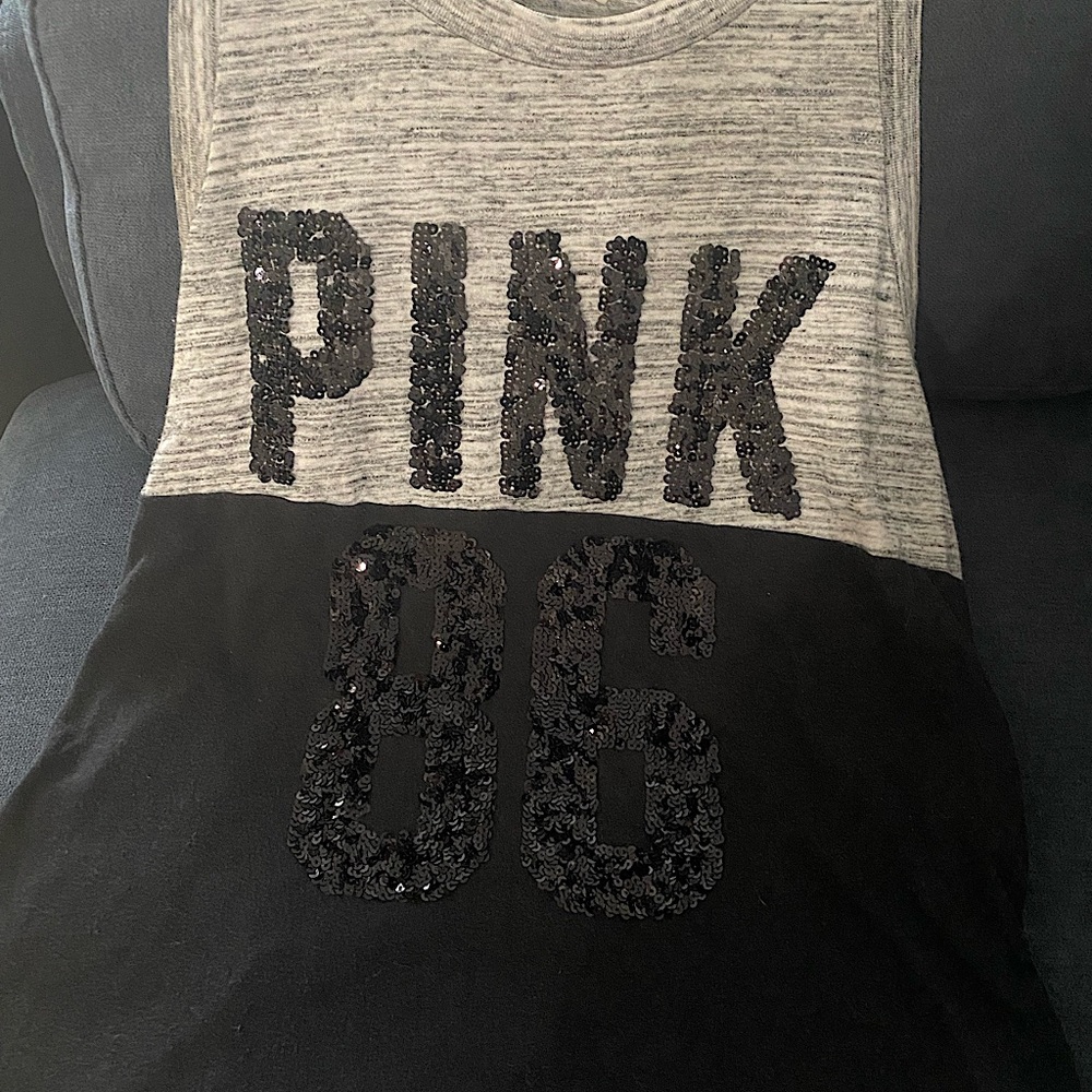 pink VS color block charc grey/ black tank
